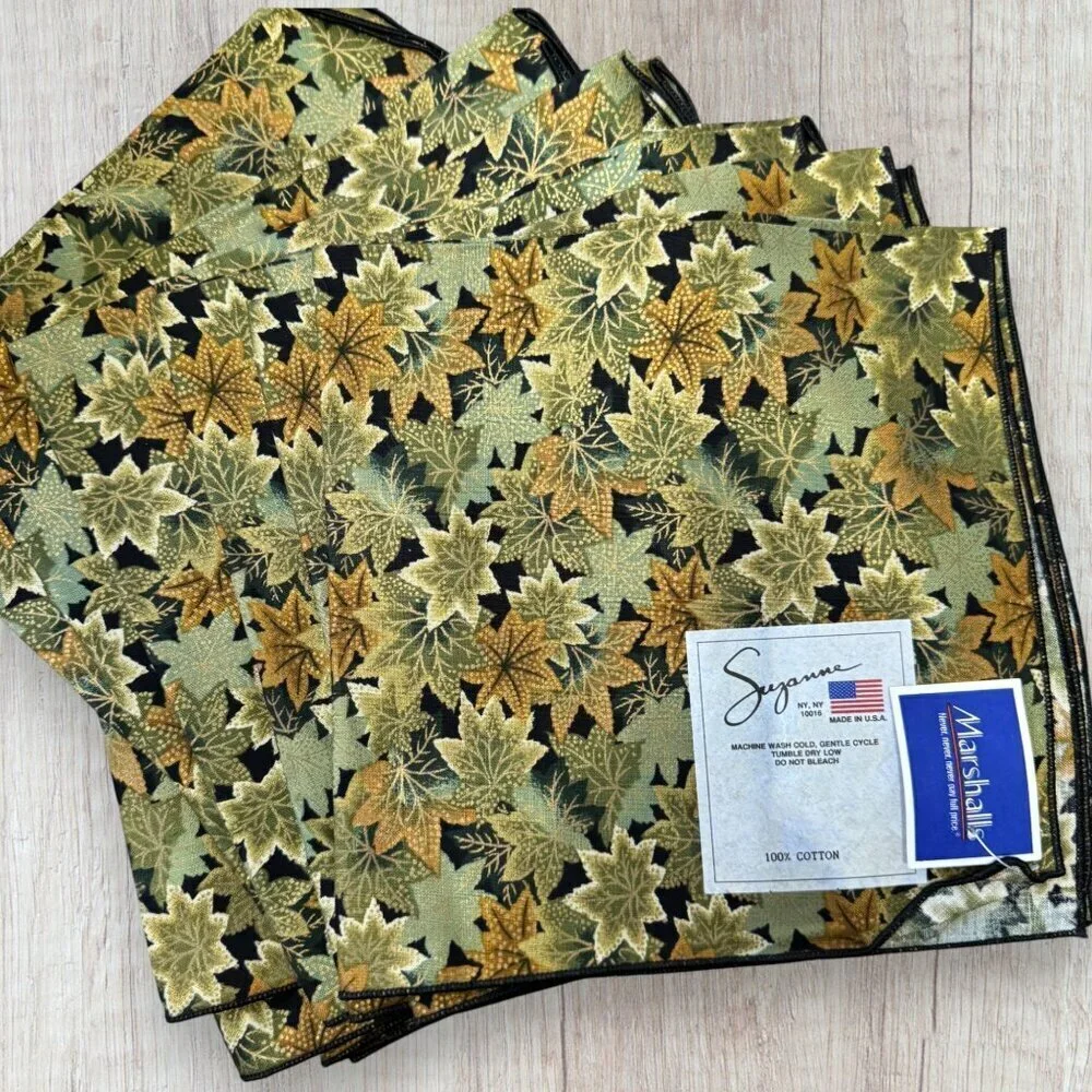 NWT Suzanne Vintage 24pc Placemat Napkin Set Ivy Botanical Leaf Print NOS USA